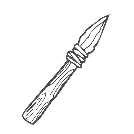 spear old of stone, sketch hand drawn vector illustration isolated on white backgroundのイラスト素材