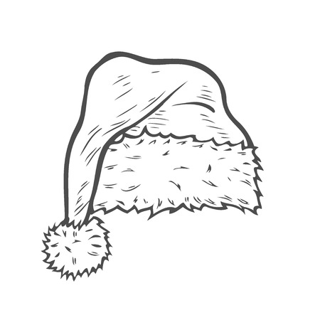 Hand drawn Sketch of Santa Hat. Doodle ink santa hat or sleeping capのイラスト素材