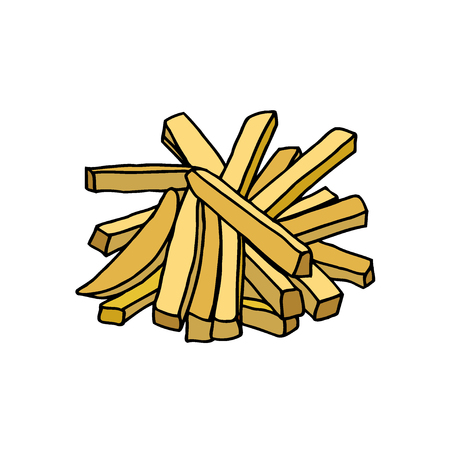 French fries. Hand drawn sketch. Vector illustration isolated on white backgroundのイラスト素材