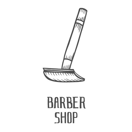 Barber Shop hand drawn, cartoon, sketch illustration of safety razorのイラスト素材
