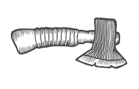 Hand Drawn Axe Sketch Symbol. Vector Hatchet Element In Trendy Style.のイラスト素材