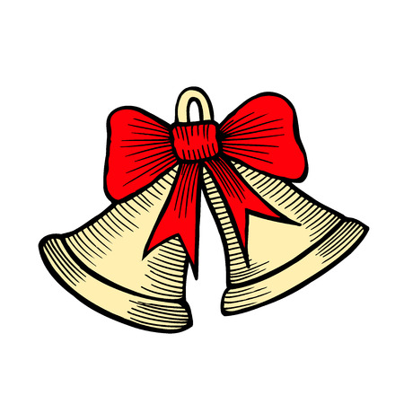 Christmas bells. Watercolor illustration  isolated on whiteの写真素材