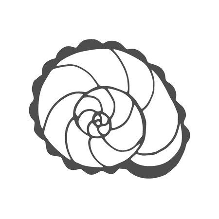 Snail coloring page for children and adults. Pattern isolated. Cartoon character helix decorative element.  hand drawn anti stress background. Funny doodle sketch style with a cochlea.の写真素材