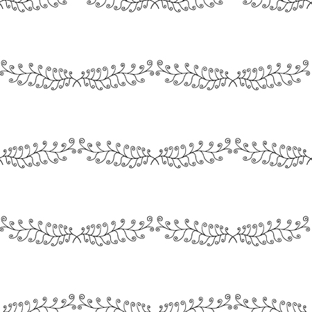 Monochrome Seamless pattern of Doodles branches in shape of Lattice. Vector illustration. Hand drawn sketch.のイラスト素材