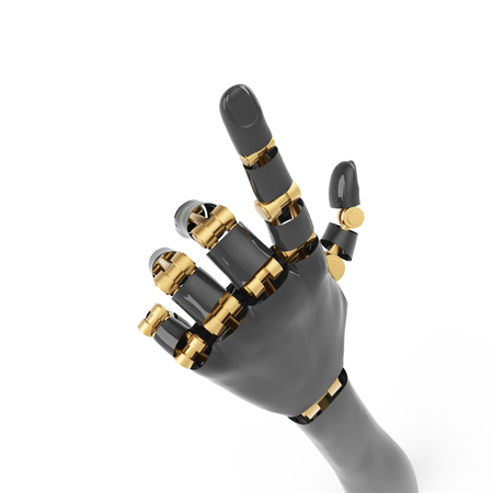 Isolated robotic pointing arm on white backgroundの写真素材