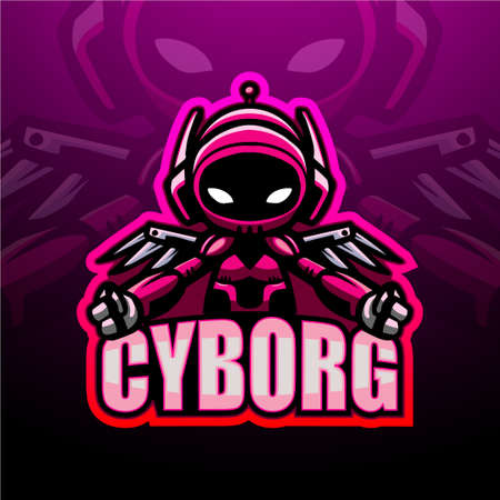 Vector illustration of Cyborg mascot esport logo designのイラスト素材