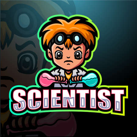 Vector illustration of Scientist mascot esport logo designのイラスト素材