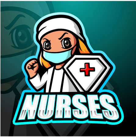 Nurse mascot esport logo designのイラスト素材