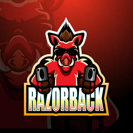 Vector illustration of Razorback gunners mascot esport logo designのイラスト素材