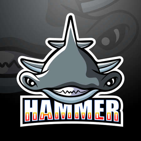 Hammerhead shark mascot esport logo designのイラスト素材