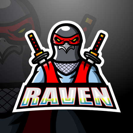 Ninja raven esport mascot logo designのイラスト素材