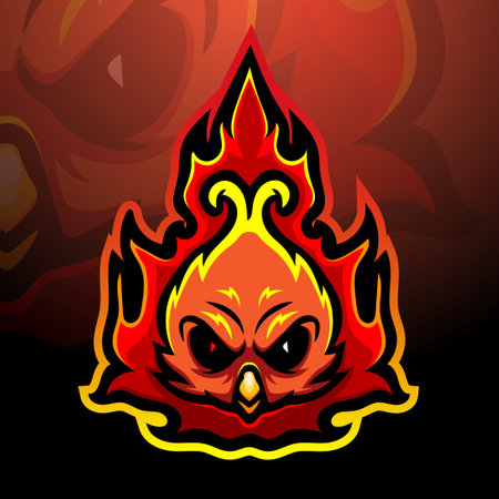 Phoenix head mascot esport logo designのイラスト素材