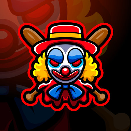 Clown head mascot esport icon designのイラスト素材