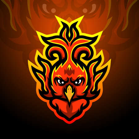 Phoenix head mascot esport logo designのイラスト素材