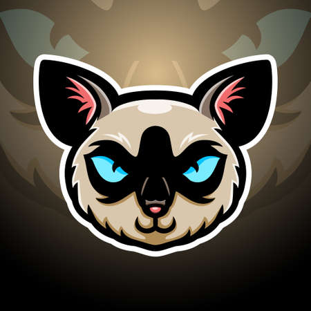 Siamese head mascot esport logo designのイラスト素材