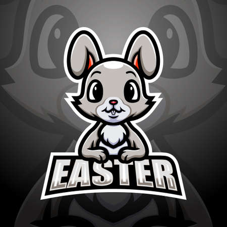 Easter bunny mascot esport logo designのイラスト素材