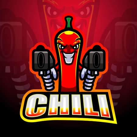 Chili gunner mascot esport logo designのイラスト素材