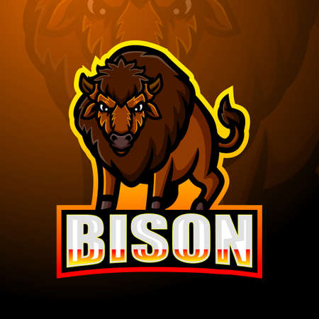 Strong bison mascot esport logo designのイラスト素材