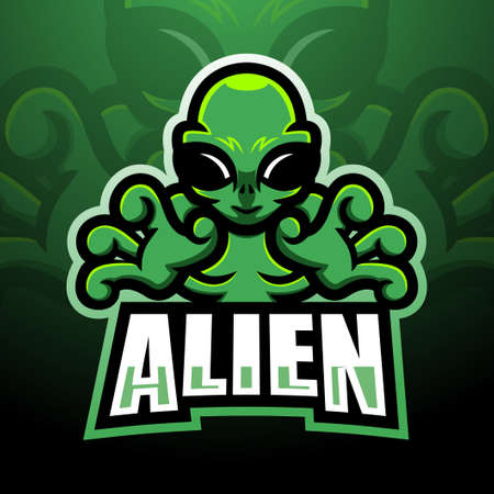 Alien mascot esport logo designのイラスト素材