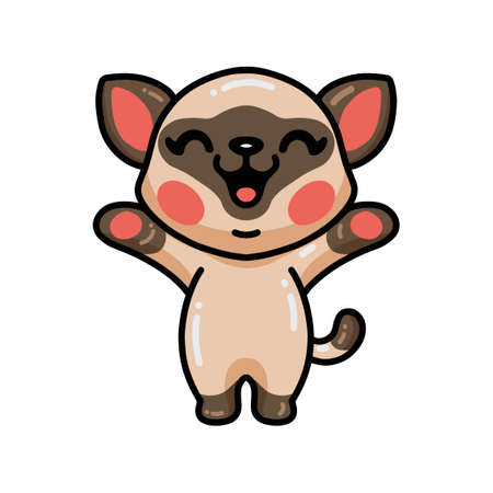 Cute happy little siamese cat cartoonのイラスト素材