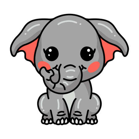 Cute baby elephant cartoon sittingのイラスト素材