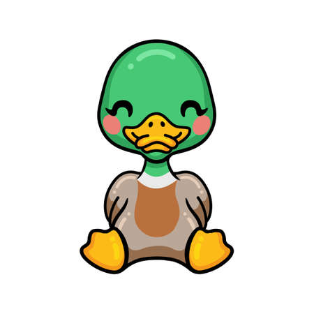 Cute little duck cartoon sittingのイラスト素材