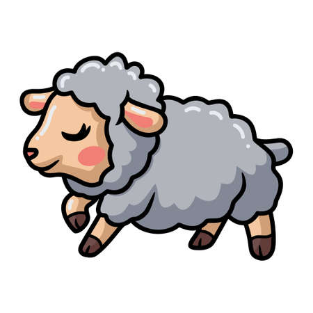 Cute happy baby sheep cartoonのイラスト素材