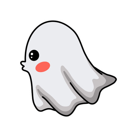 Cartoon cute halloween white ghostのイラスト素材
