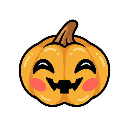 Cartoon orange pumpkin with happy faceのイラスト素材
