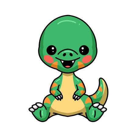 Cute little dinosaur cartoon sittingのイラスト素材