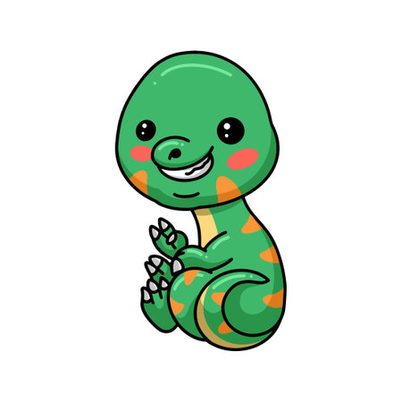 Cute little dinosaur cartoon sittingのイラスト素材