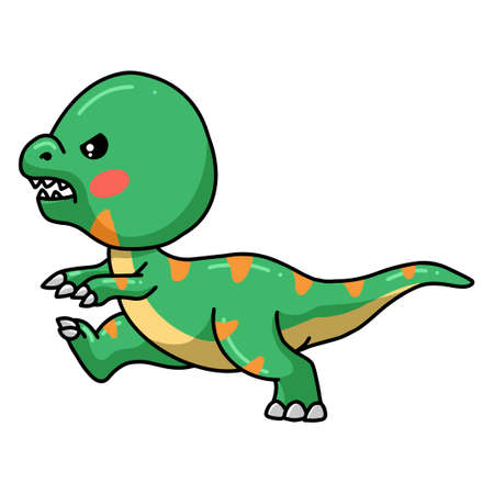 Cute angry little dinosaur cartoon walkingのイラスト素材