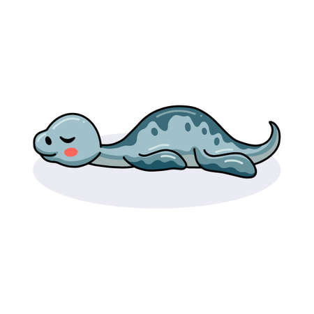 Cute little dinosaur cartoon sleepingのイラスト素材