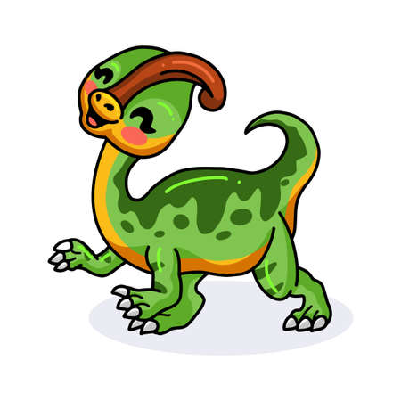 Cute little parasaurolophus dinosaur cartoonのイラスト素材