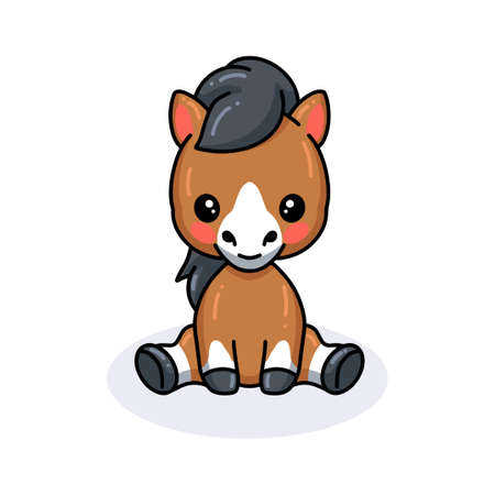 Cute baby donkey cartoon sittingのイラスト素材