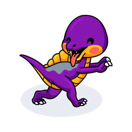 Cute purple little dinosaur cartoonのイラスト素材