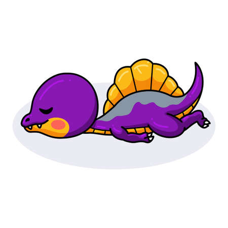 Cute purple little dinosaur cartoon sleepingのイラスト素材