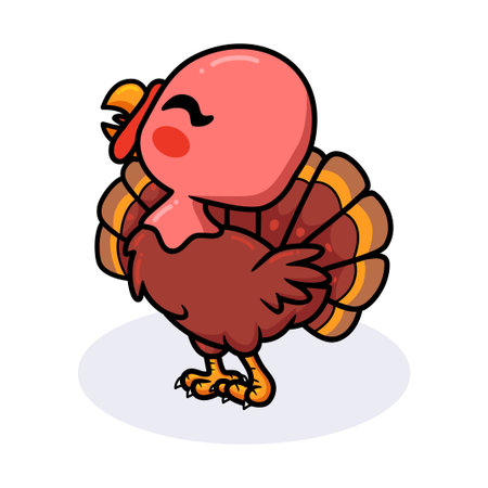 Cute happy baby turkey cartoonのイラスト素材