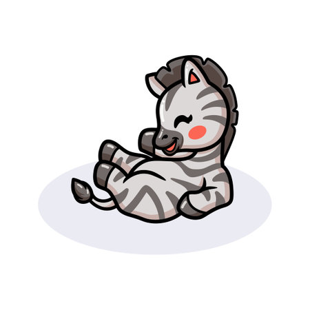Cute happy baby zebra cartoonのイラスト素材