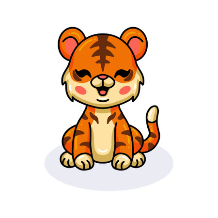Cute baby tiger cartoon sittingのイラスト素材