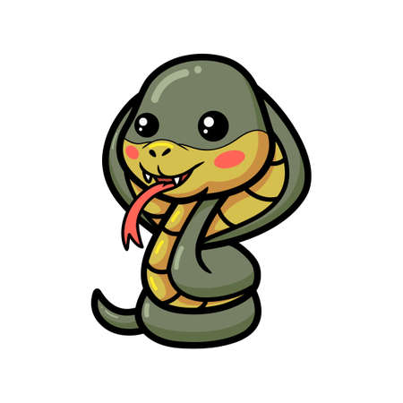 Cute little cobra snake cartoonのイラスト素材