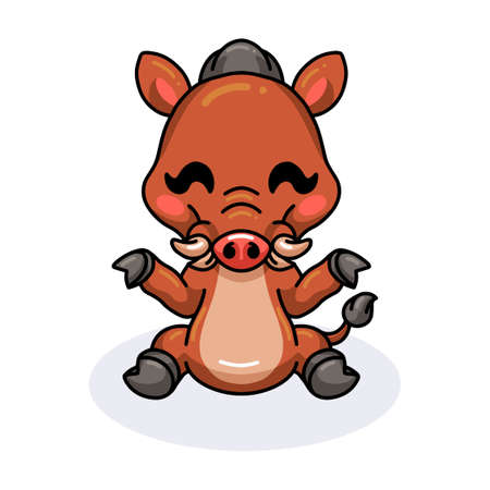 Cute little wild boar cartoonのイラスト素材