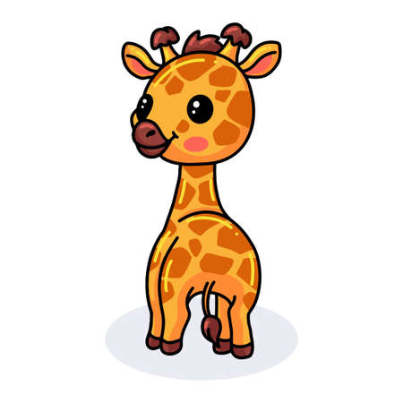 Cute happy little giraffe cartoonのイラスト素材