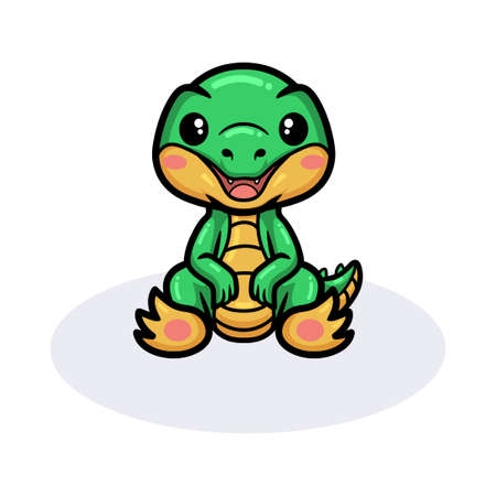 Cute little crocodile cartoon sittingのイラスト素材