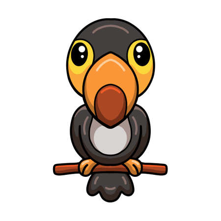 Cute little toucan cartoon on tree branchのイラスト素材