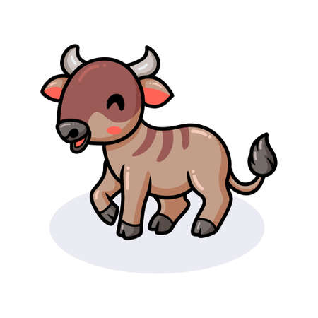 Cute little wildebeest cartoon posingのイラスト素材