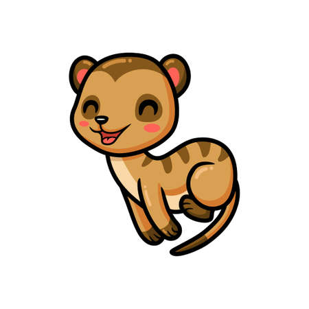 Cute little meerkat cartoon jumpingのイラスト素材