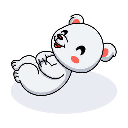 Cute little polar bear cartoon laughingのイラスト素材