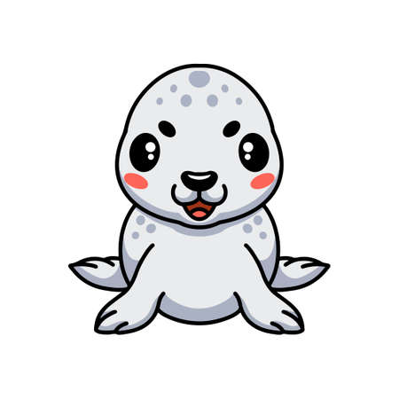 Cute white little seal cartoonのイラスト素材