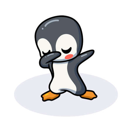 Cute little penguin cartoon dabbingのイラスト素材